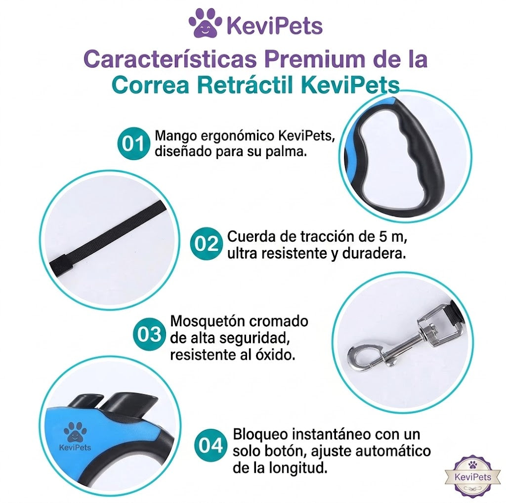 Correa Retráctil Para Perro KeviPets