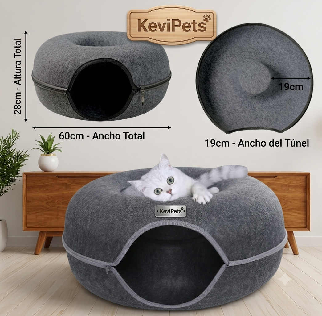 Cama Túnel Tipo Dona para Gatos - KeviPets