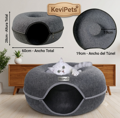 Cama Túnel Tipo Dona para Gatos - KeviPets