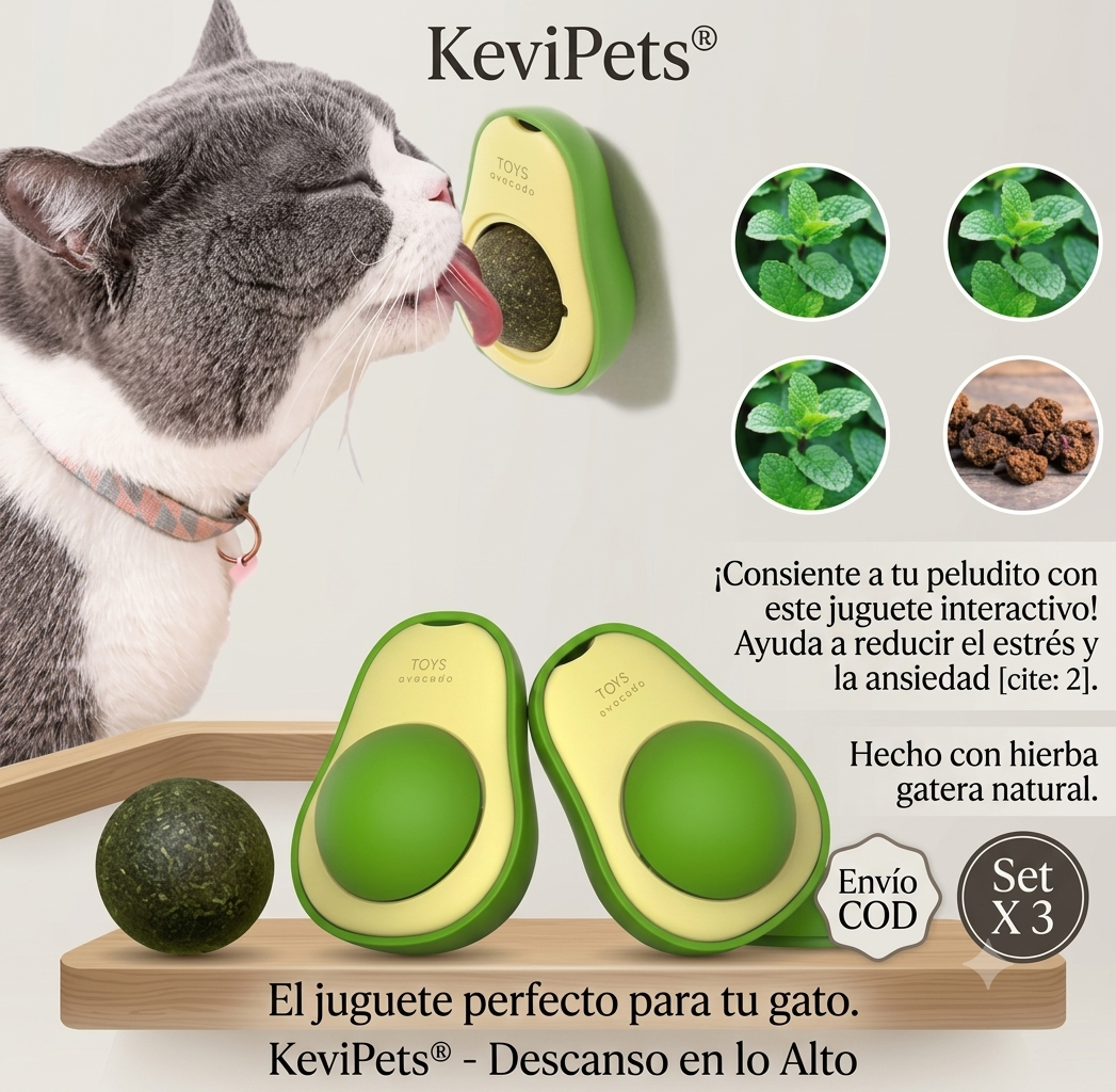 Juguete de Aguacate Interactivo de Catnip para Gatos - Set x 3 KeviPets®