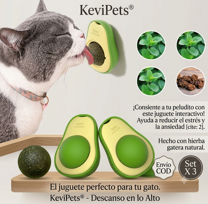 Juguete de Aguacate Interactivo de Catnip para Gatos - Set x 3 KeviPets®