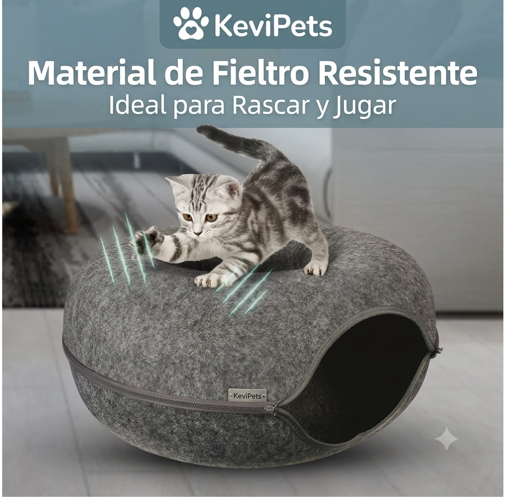 Cama Túnel Tipo Dona para Gatos - KeviPets