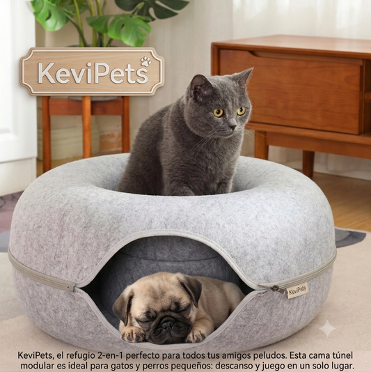 Cama Túnel Tipo Dona para Gatos - KeviPets